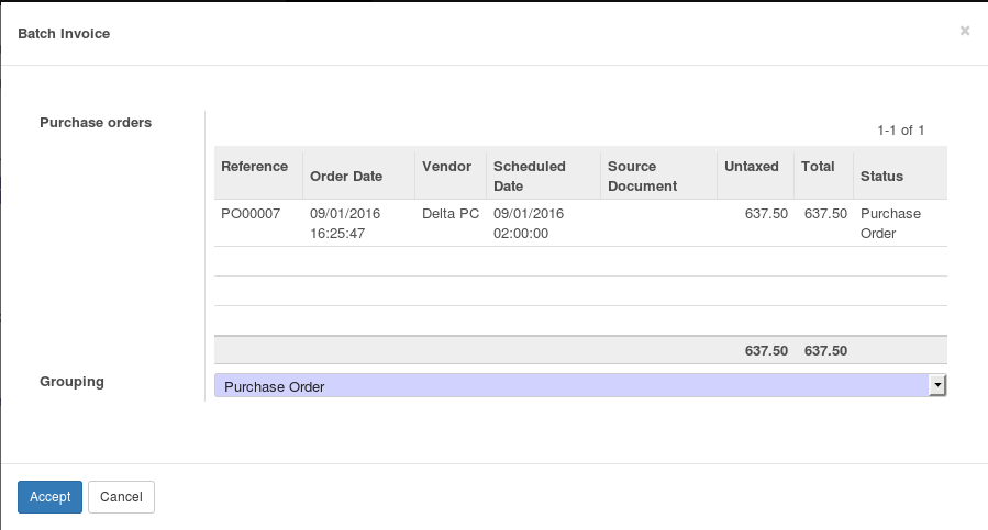 Purchase Batch Invoicing